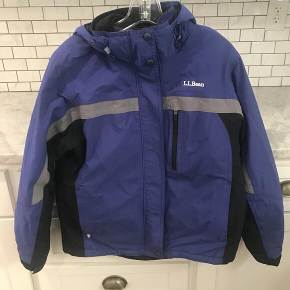 L.L.Bean Jacket Womens Small Blue Black Hooded Ski Snow GORE-TEX PrimaLoft Coat - Picture 1 of 13